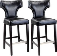 CorLiving - Kings Bar Height Barstools (Set of 2) - Black