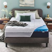 Sleep Innovations - Dual Layer 4 inch Medium Support Memory Foam Mattress Topper Queen - off-white