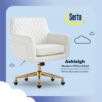 Serta - Deluxe Ashleigh Modern Home Office Chair - White Bonded Leather - Gold Chrome