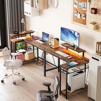 Bestier - L-Shaped Computer Desk with Power Outlets, Led Lights, and Monitor Stand - 52" Wide - R...