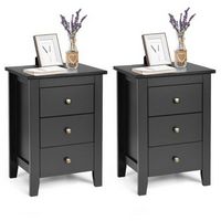 Set of 2 Nightstand End Beside Sofa Table with  3 Drawers Bedroom Furniture