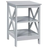 3-Tier Nightstand End Table X Design Storage Display Shelf Living Room