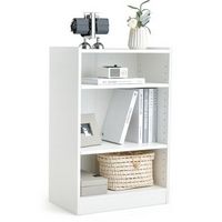 Costway - 3-Tier Bookcase Open Multipurpose Display Rack Cabinet with Adjustable Shelves - White