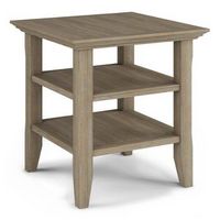 Simpli Home - Acadian SOLID WOOD 19 inch Wide Square Transitional End Table in Distressed Grey - ...