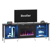 Bestier 70&quot; Fireplace TV Stand 80&quot; TVs with 23&quot; LED Electric Fireplace &amp; Entertainment Center - B...