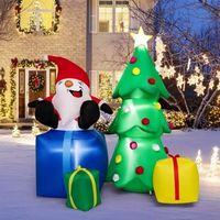 Costway - 7 FT Inflatable Christmas Lighted Santa Claus & Christmas Tree with Gift Boxes - Multic...