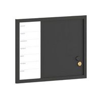 Martha Stewart - Everette Dry Erase Magnetic Weekly Calendar/Chalk Board- 24x18 - Black Woodgrain