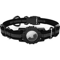 SaharaCase - Nylon Dog Standard Collar with Apple AirTag slot - 14-in to 20-in Neck - Black