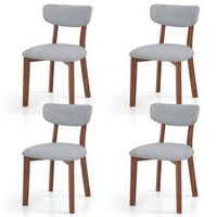 Costway Upholstered Dining Chairs Set of 4 with Solid Rubber Wood Frame, Curved Backrest - Grey
