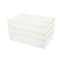 Martha Stewart - Kerry Set of 3 Plastic Stacking Desk Drawer Organizers with Gold Trim - 9 x 6 - ...