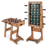 Costway - Foldable Football Table Space Saving Soccer Game Indoor Sports for Party Bar - Natural