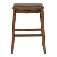 OSP Home Furnishings - Metro 29&quot; Leather Saddle Stool with Nail Head Accents - Molasses