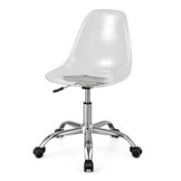 Costway - Swivel Acrylic Armless Office Chair with Adjustable Height - Clear