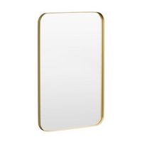 LOVMOR - 24 in. W x 36 in. H Tempered Glass Rounded Rectangle Framed Wall-Mounted Bathroom Vanity...