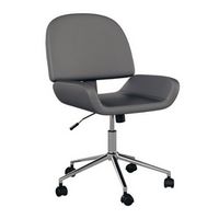 Martha Stewart - Tyla Faux Leather Armless Swivel Home Office Chair - Gray/Polished Nickel - Gray...