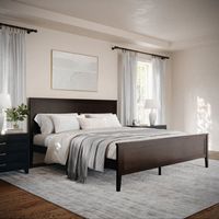 Martha Stewart - Corbin Wooden King Size Platform Bed with Headboard and Footboard in Dark Brown ...