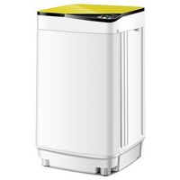 Costway - Full-Automatic Washing Machine 7.7 lb. Washer/Spinner Germicidal UV Light Yellow - Whit...