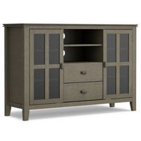 Simpli Home - Artisan SOLID WOOD 53 inch Wide Transitional TV Media Stand in Farmhouse Grey For T...