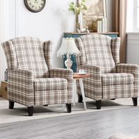 Bestier - Classic Upholstered Push Back Recliner with Wing Back - 2 Pack