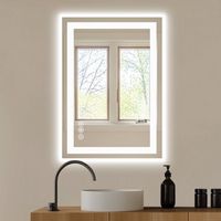 Bestier 20 x 28 Inches Tempered Glass LED Bathroom Mirror with Anti-Fog &amp; 3-Modes Dimmable Lighti...