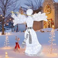 Costway - Pre-Lit Angel Christmas Decoration, Artificial Christmas Decor w/ 100 LED Lights - Whit...