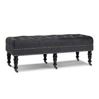 Simpli Home - Henley Tufted Ottoman Bench - Distressed Black