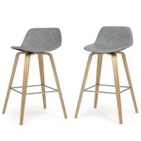 Simpli Home - Randolph Bentwood Counter Height Stool (Set of 2) - Stone Grey