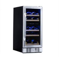 NewAir - 15” Built-in 29 Bottle Dual Zone Compressor Wine Fridge with Beech Wood Shelves - Stainl...