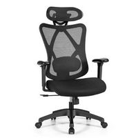 Costway - Reclining Mesh Swivel Office Chair with Adjustable Lumbar Support - Black