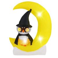 Costway - 4.3 x 5.1 ft Inflatable Owl on Moon LED Lighted Halloween Decoration w/ Large Moon & Wi...