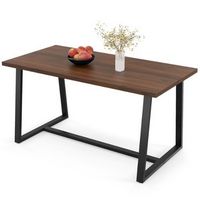 Costway 63" Large Dining Table for 4-6 People with Heavy-duty Metal Frame Modern - Coffee