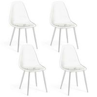 Costway Dining Chair Set of 4 with Heavy-Duty Electroplated Metal Legs Curved Back Armless - Silver