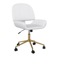 Martha Stewart - Tyla Faux Leather Office Chair - White Faux Leather/Polished Brass