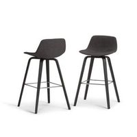 Simpli Home - Randolph Bentwood Counter Height Stool (Set of 2) - Charcoal Grey, Black