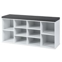 Costway - Entryway Padded Shoe Storage Bench 10-Cube Organizer Bench Adjustable - White