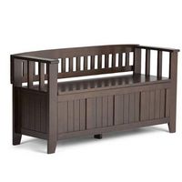 Simpli Home - Acadian solid wood 48 inch Wide Transitional Entryway Storage Bench - Brunette Brown