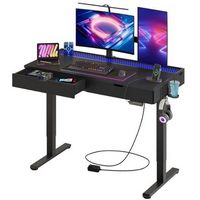 Bestier - Adjustable Standing Computer Desk with LED Light - Black
