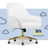 Serta - Chloe Soft Velvet Modern Home Office Chair - Off White - Polished Gold Base