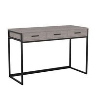 Martha Stewart - Ollie Gray 3 Drawer Home Office Desk with Oil Rubbed Bronze Metal Frame and Hard...