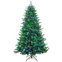 Costway - 8ft App-Controlled Pre-lit Christmas Tree w/ 15 Modes Multicolor Lights - Green