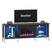 Bestier 70&quot; Fireplace TV Stand 80&quot; TVs with 23&quot; LED Electric Fireplace &amp; Entertainment Center - B...
