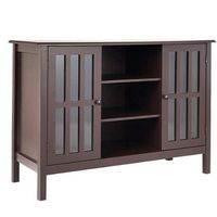 Costway - Wood TV Stand Entertainment Media Center Console for TV up to 50'' - Brown