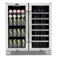 Whynter - 30″ Built-In French Door Dual Zone 33 Bottle Wine Refrigerator 88 Can Beverage Center -...