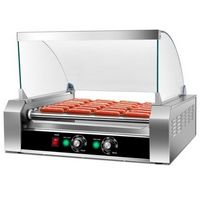 Costway - Commercial 30 Hot Dog 11 Roller Grill Cooker Machine W/ cover CE - Silver