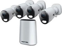 Night Owl - 8-Channel, 4-Camera Indoor/Outdoor Plug-In Wi-Fi IP 4K 64GB Security System - White