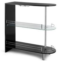 Costway Wine Rack Unit w/Tempered Glass Shelf & Glass Holders Glossy - Black