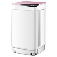 Costway - Full-Automatic Washing Machine 7.7 lb. Washer/Spinner Germicidal UV Light Pink - Pink a...
