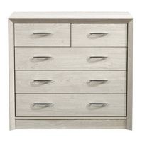 CorLiving - Newport 5 Drawer Dresser - White Washed Oak