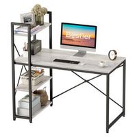 Bestier - 47inch Small Gaming Computer Desk with Shelves for Home Office - Gray