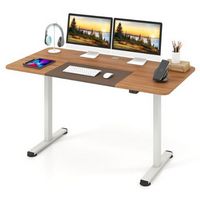Costway - Adjustable Standing Desk with Electronic Controls - 55" Wide - Natural and White